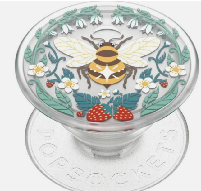 PopSockets Popgrip Phone Grip Stand Translucent Bee Boho Swap Top Strawberry