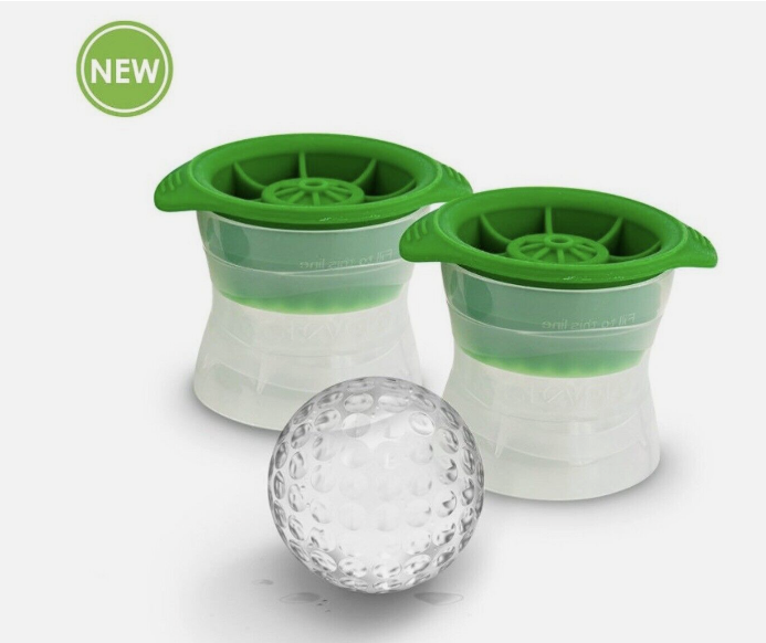 Tovolo Set of 2 Golf Balls 2.5" Ice Molds Slow Melting With Silicone Cap New!