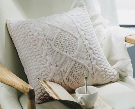 Decorative Knitted Pillow Case Cushion Cover Double-Cable Knitting Patterns Soft