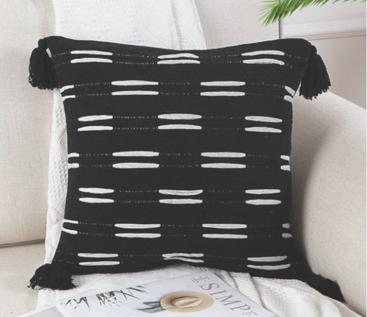 Sungea Farmhouse Black And White Square Pillow