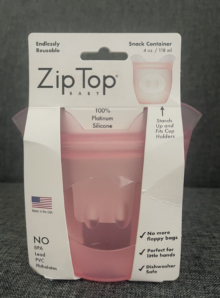 Zip top 4oz baby silicone snack container