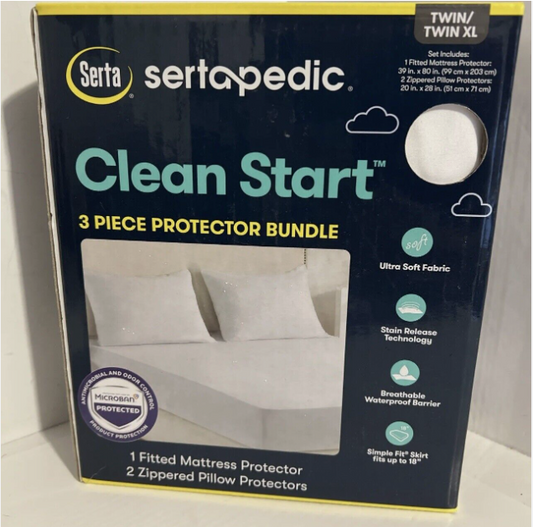 Sertapedic 3 piece Matress Pillow protector bundle Serta Twin Twin XL NEW