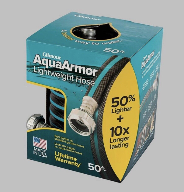 Garden Hose, 1/2" x 50', Black Aqua Armor