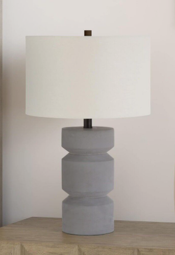 Model Tl0087 23.5" Modern Concrete Stone Pillar Table Lamp in Gray