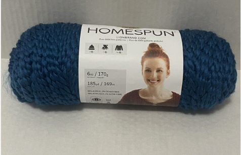 Lion Brand Homespun Yarn Partial Skein 3.4 oz. Blue